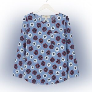 Loft Burgundy and Blue Size Medium Top